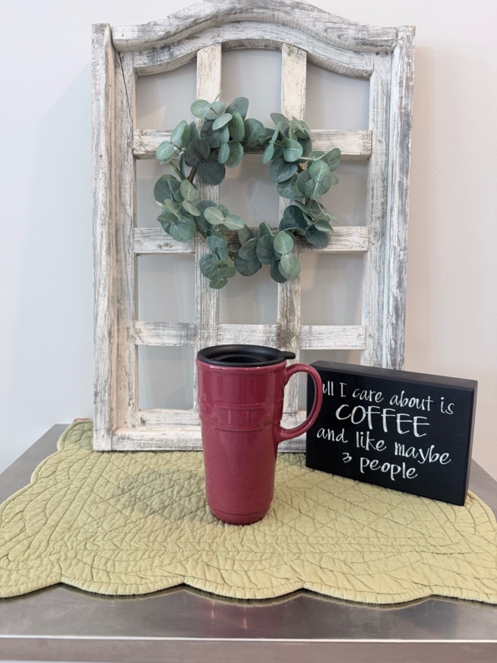 Longaberger Paprika Red Travel Mug w/ Lid Pottery Woven Traditions 16 oz